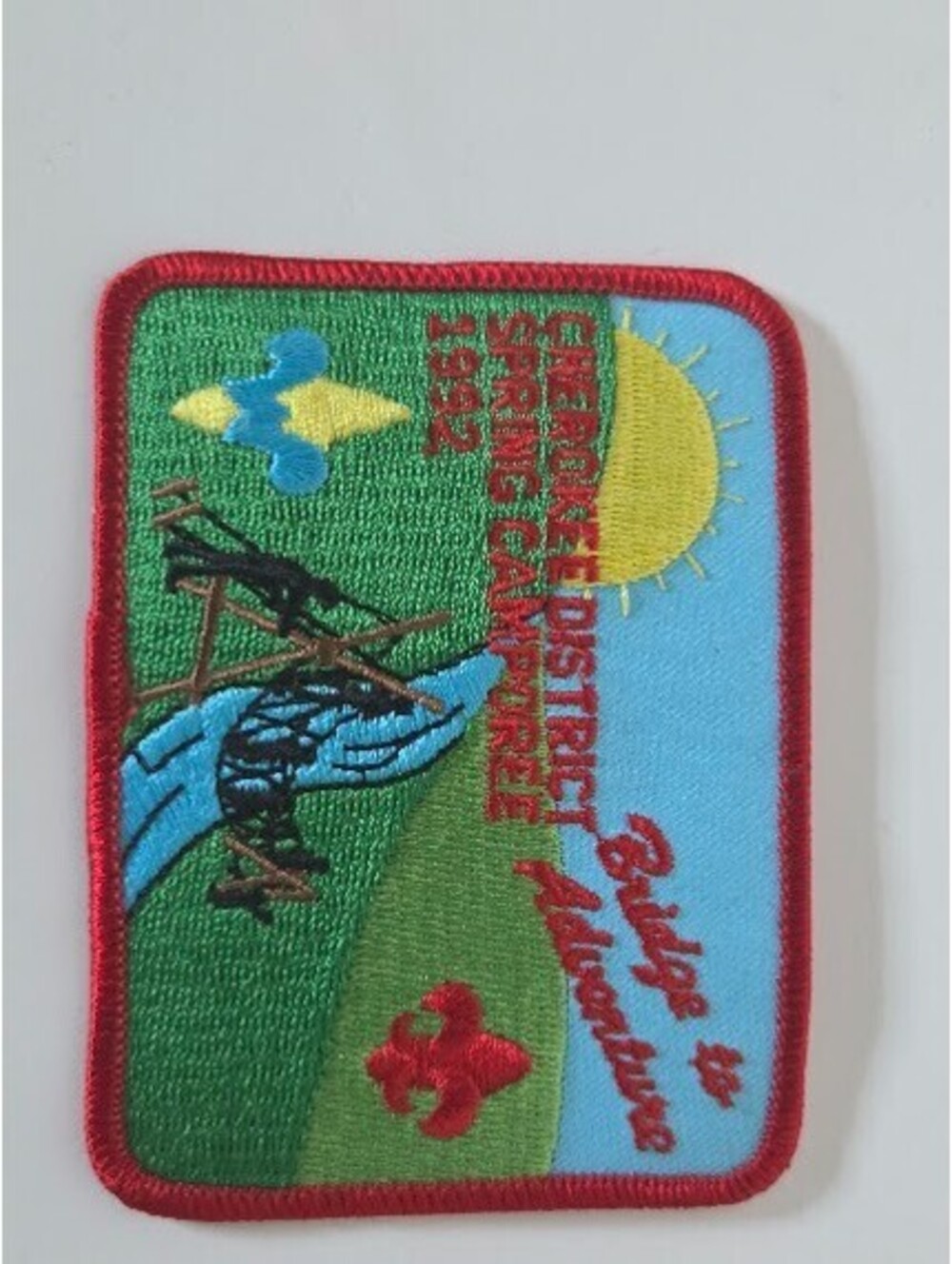 Cherokee District Spring Camporee Patch 1992 Bridge to Adventure BSA Badge